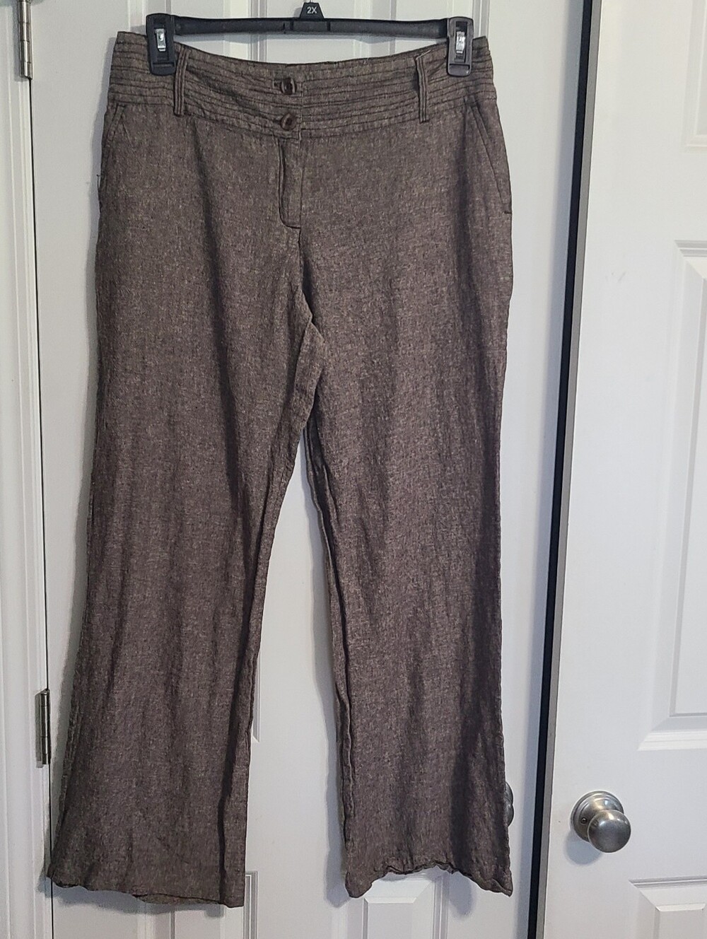 Cato Wide-Leg Linen-Blend Pants in Brown